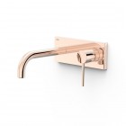 Tres Study bateria umywalkowa podtynkowa wylewka 18 cm złoto różowe 26230031OP