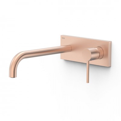 Tres Study bateria umywalkowa podtynkowa wylewka 24 cm złoto różowe mat 26230032OPM