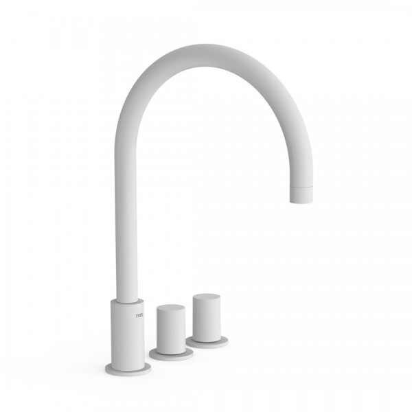 Tres Study Exclusive bateria umywalkowa stojąca wysoka 3-otworowa biały mat 06110501BM