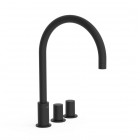 Tres Study Exclusive bateria umywalkowa nablatowa 3-otworowa wysoka czarny mat 06110501NM