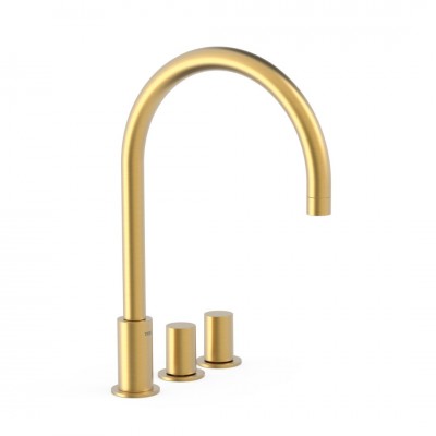 Tres Study bateria umywalkowa stojąca wysoka 3-otworowa złoty mat 06110501OM