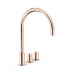 Tres Study bateria umywalkowa stojąca wysoka 3-otworowa złoto różowe 06110501OP