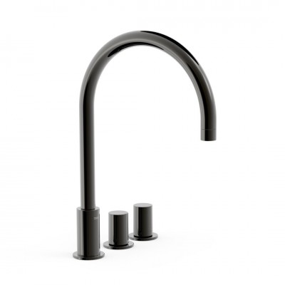 Tres Study bateria umywalkowa stojąca wysoka 3-otworowa czarny metalizowany 06110501KM