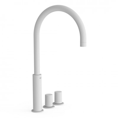 Tres Study Exclusive bateria umywalkowa stojąca wysoka 3-otworowa biały mat 06110502BM