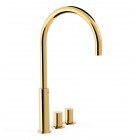 Tres Study Exclusive bateria umywalkowa nablatowa 3-otworowa wysoka złota 06110502OR