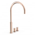 Tres Study bateria umywalkowa stojąca wysoka 3-otworowa złoto różowe 06110502OP