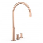 Tres Study bateria umywalkowa stojąca wysoka 3-otworowa złoto różowe mat 06110502OPM