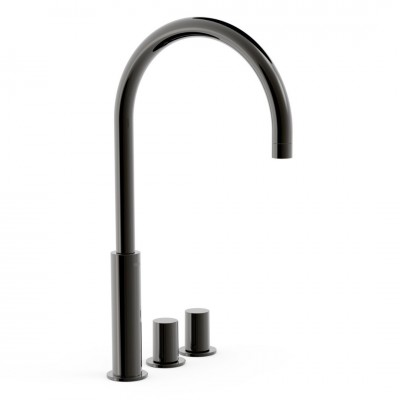 Tres Study bateria umywalkowa stojąca wysoka 3-otworowa czarny metalizowany 06110502KM