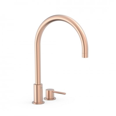 Tres Study bateria umywalkowa stojąca wysoka 2-otworowa złoto różowe mat 26110501OPM