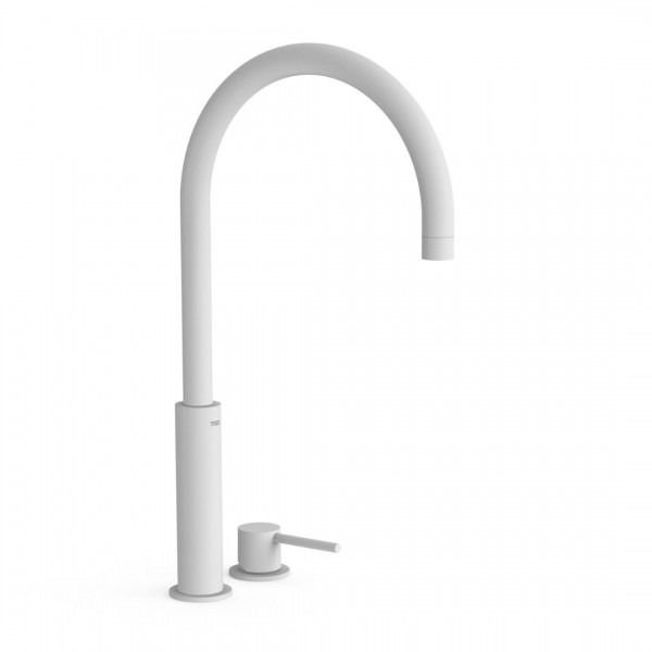 Tres Study Exclusive bateria umywalkowa nablatowa 2-otworowa wysoka biały mat 26110502BM