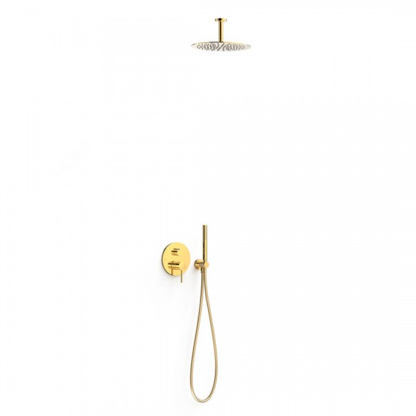 Tres Study zestaw prysznicowy podtynkowy deszczownica 30 cm złoty połysk 26228003OR
