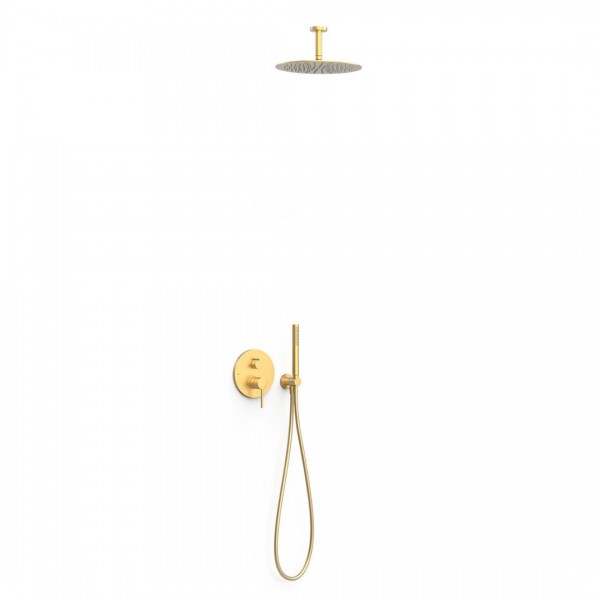 Tres Study zestaw prysznicowy podtynkowy deszczownica 30 cm złoty mat 26228003OM