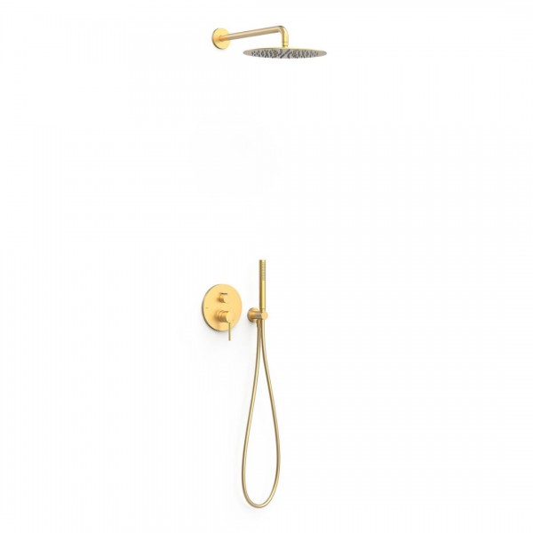Tres Study zestaw prysznicowy podtynkowy deszczownica 30 cm złoty mat 26228004OM