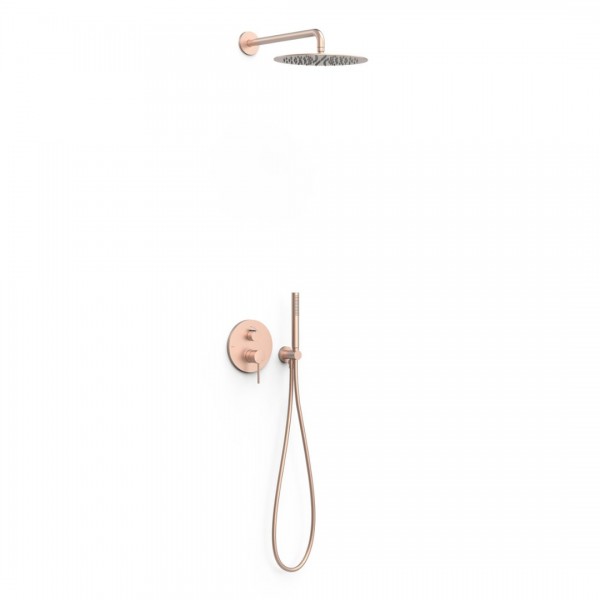 Tres Study zestaw prysznicowy podtynkowy deszczownica 30 cm złoto różowe mat 26228004OPM