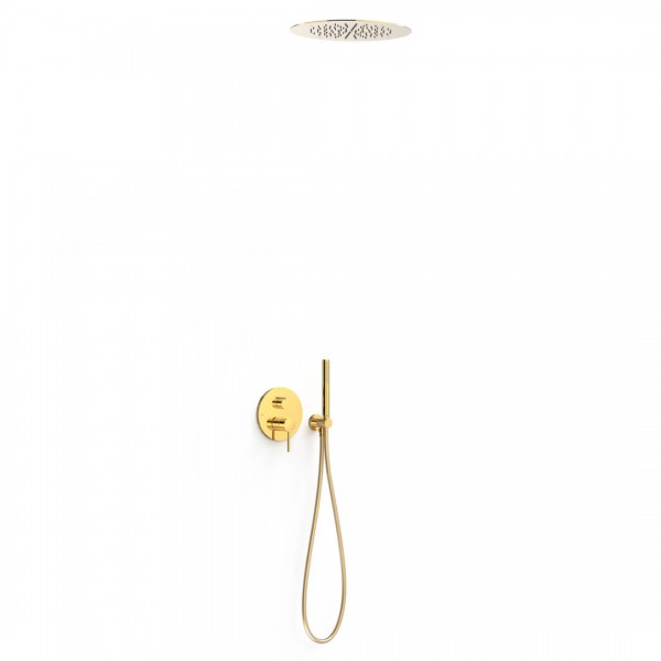 Tres Study zestaw prysznicowy podtynkowy deszczownica 38 cm złoty połysk 26228005OR