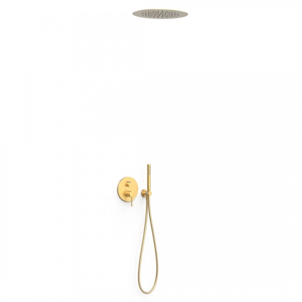 Tres Study zestaw prysznicowy podtynkowy deszczownica 38 cm złoty mat 26228005OM