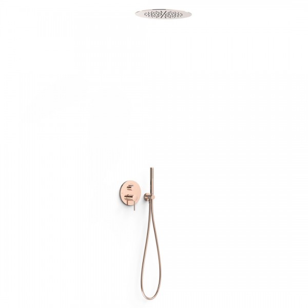 Tres Study zestaw prysznicowy podtynkowy deszczownica 38 cm złoto różowe 26228005OP