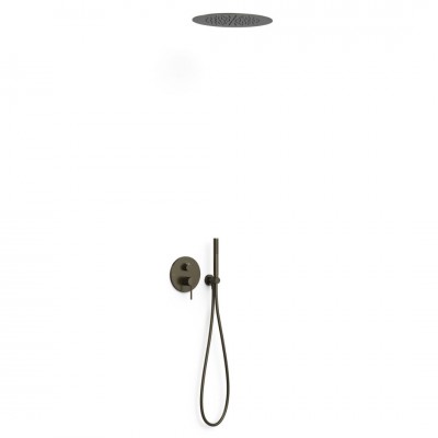 Tres Study zestaw prysznicowy podtynkowy deszczownica 38 cm czarny brąz 26228005KMB