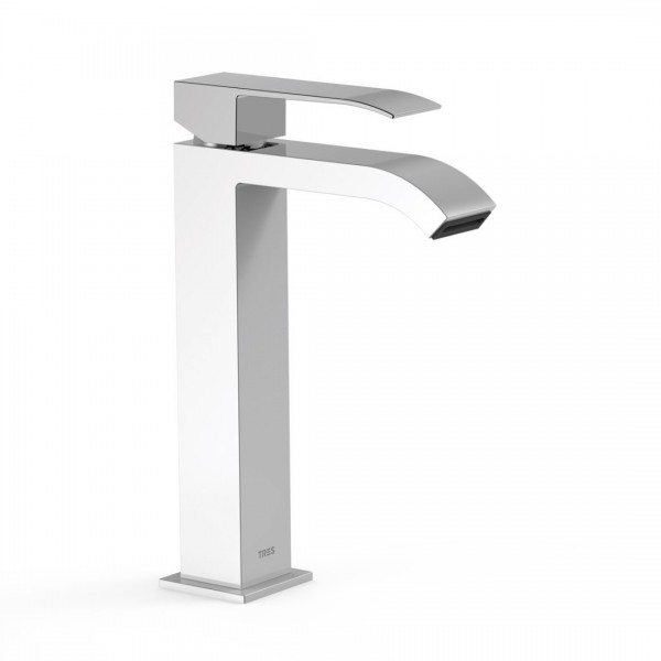 Tres Cuadro bateria umywalkowa stojąca wysoka biały/chrom 00661001BL