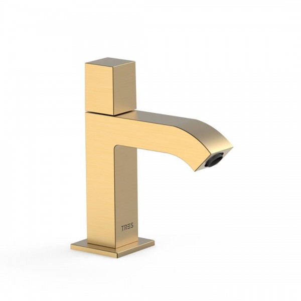 Tres Cuadro zawór umywalkowy stojący złoty mat 00750301OM