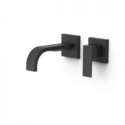 Tres Cuadro bateria umywalkowa podtynkowa wylewka 18 cm czarny mat 00630021NM