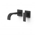 Tres Cuadro bateria umywalkowa podtynkowa wylewka 18 cm czarny mat 00630021NM