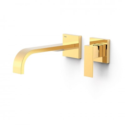 Tres Cuadro bateria umywalkowa podtynkowa wylewka 24 cm złoty połysk 00630022OR