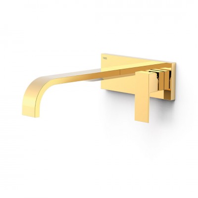 Tres Cuadro bateria umywalkowa podtynkowa wylewka 24 cm złoty połysk 00630032OR