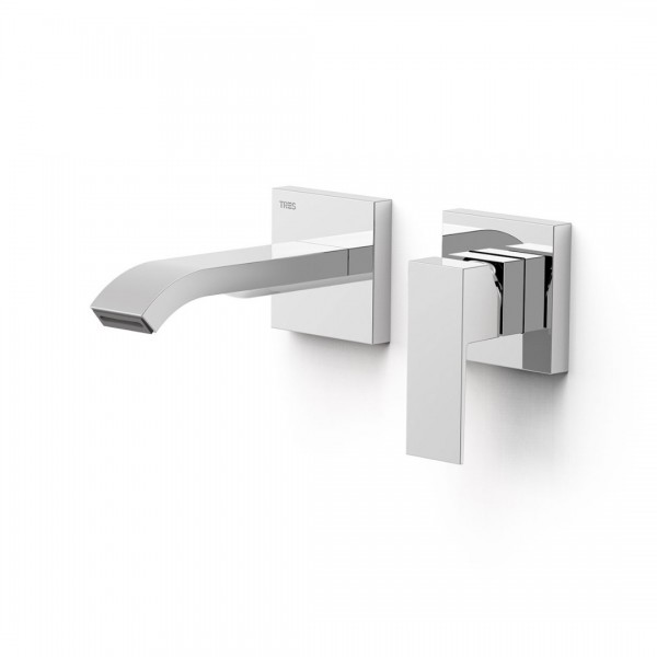 Tres Cuadro bateria umywalkowa podtynkowa wylewka 15,3 cm chrom 00630023