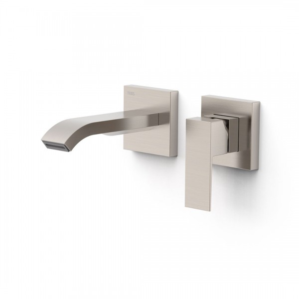 Tres Cuadro bateria umywalkowa podtynkowa wylewka 15,3 cm stal 00630023AC