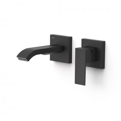 Tres Cuadro bateria umywalkowa podtynkowa wylewka 15,3 cm czarny mat 00630023NM