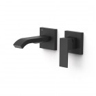 Tres Cuadro bateria umywalkowa podtynkowa wylewka 15,3 cm czarny mat 00630023NM