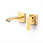 Tres Cuadro bateria umywalkowa podtynkowa wylewka 15,3 cm złoty połysk 00630023OR