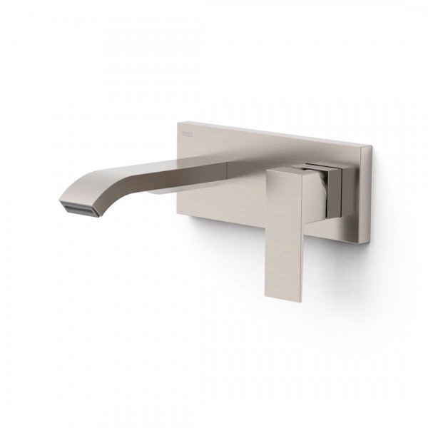 Tres Cuadro bateria umywalkowa podtynkowa wylewka 15,3 cm stal 00630033AC