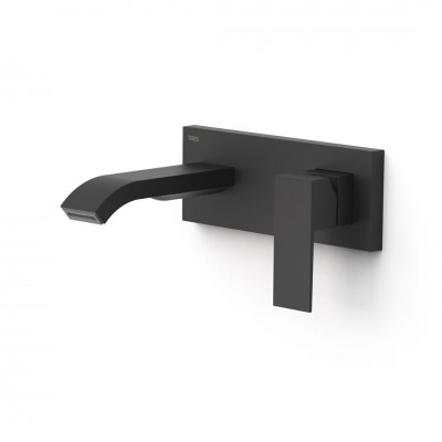 Tres Cuadro bateria umywalkowa podtynkowa wylewka 15,3 cm czarny mat 00630033NM