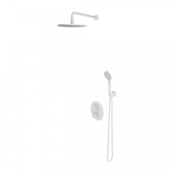 Omnires Y zestaw prysznicowy termostatyczny podtynkowy deszczownica 25 cm biały mat SYSYT05WM