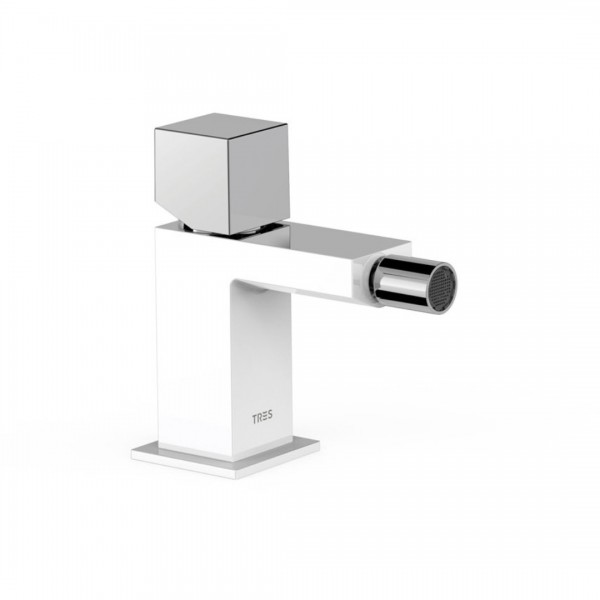 Tres Cuadro bateria bidetowa stojąca biały/chrom 00712001BL