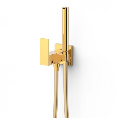 Tres Cuadro bateria bidetowa podtynkowa złoty połysk 00612301OR