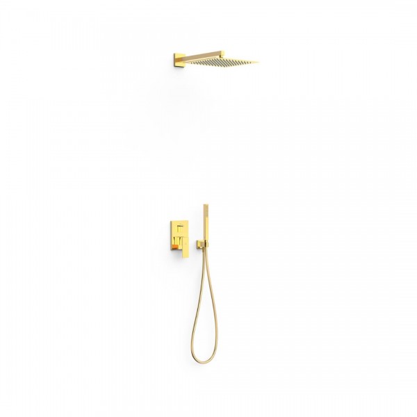 Tres Cuadro zestaw prysznicowy podtynkowy deszczownica 30 cm złoty połysk 00628004OR