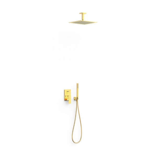 Tres Cuadro zestaw prysznicowy podtynkowy deszczownica 30 cm złoty połysk 00628003OR