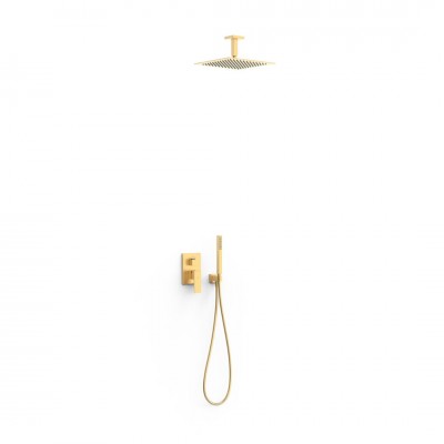 Tres Cuadro zestaw prysznicowy podtynkowy deszczownica 30 cm złoty mat 00628003OM