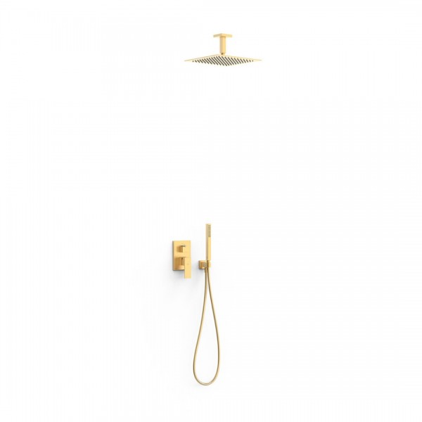 Tres Cuadro zestaw prysznicowy podtynkowy deszczownica 30 cm złoty mat 00628003OM