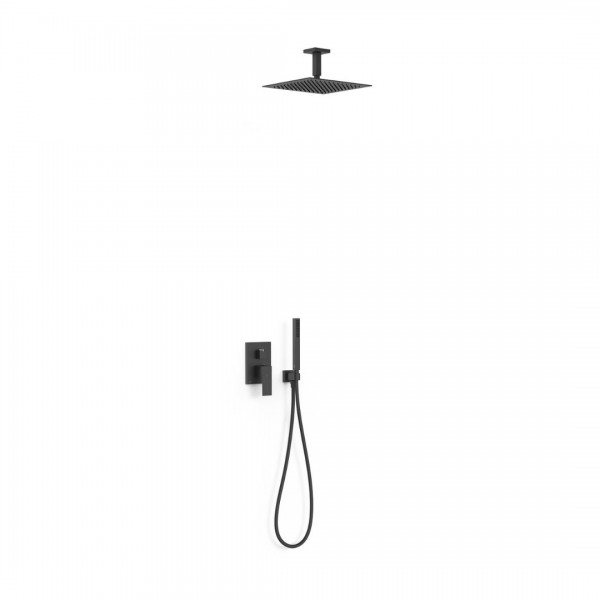 Tres Cuadro zestaw prysznicowy podtynkowy deszczownica 30 cm czarny mat 00628003NM