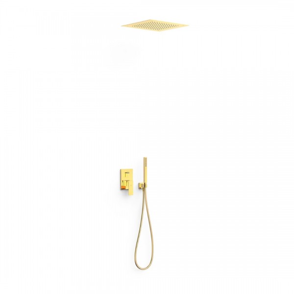 Tres Cuadro zestaw prysznicowy podtynkowy deszczownica 38 cm złoty połysk 00628005OR