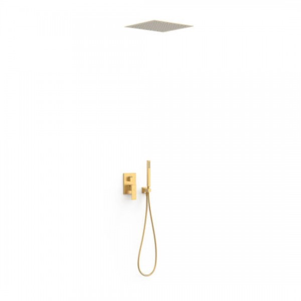 Tres Cuadro zestaw prysznicowy podtynkowy deszczownica 38 cm złoty mat 00628005OM