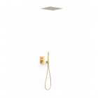 Tres Cuadro zestaw prysznicowy podtynkowy deszczownica 38 cm złoty mat 00628005OM