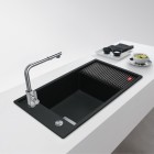 Franke Fresno FSG 611 zlewozmywak 87,7x49,5 cm odwracalny Fragranit+ czarny mat 114.0633.153