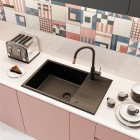 Deante Eridan zlewozmywak granitowy 78x50 cm odwracalny czarny mat ZQE N11B