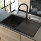 Deante Eridan zlewozmywak granitowy 86x50 cm odwracalny grafitowy metalik ZQE G113