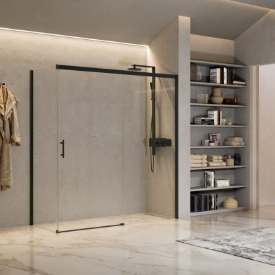 Novellini Kali PH+FH kabina prysznicowa prostokątna 165x80 cm czarny mat 62226